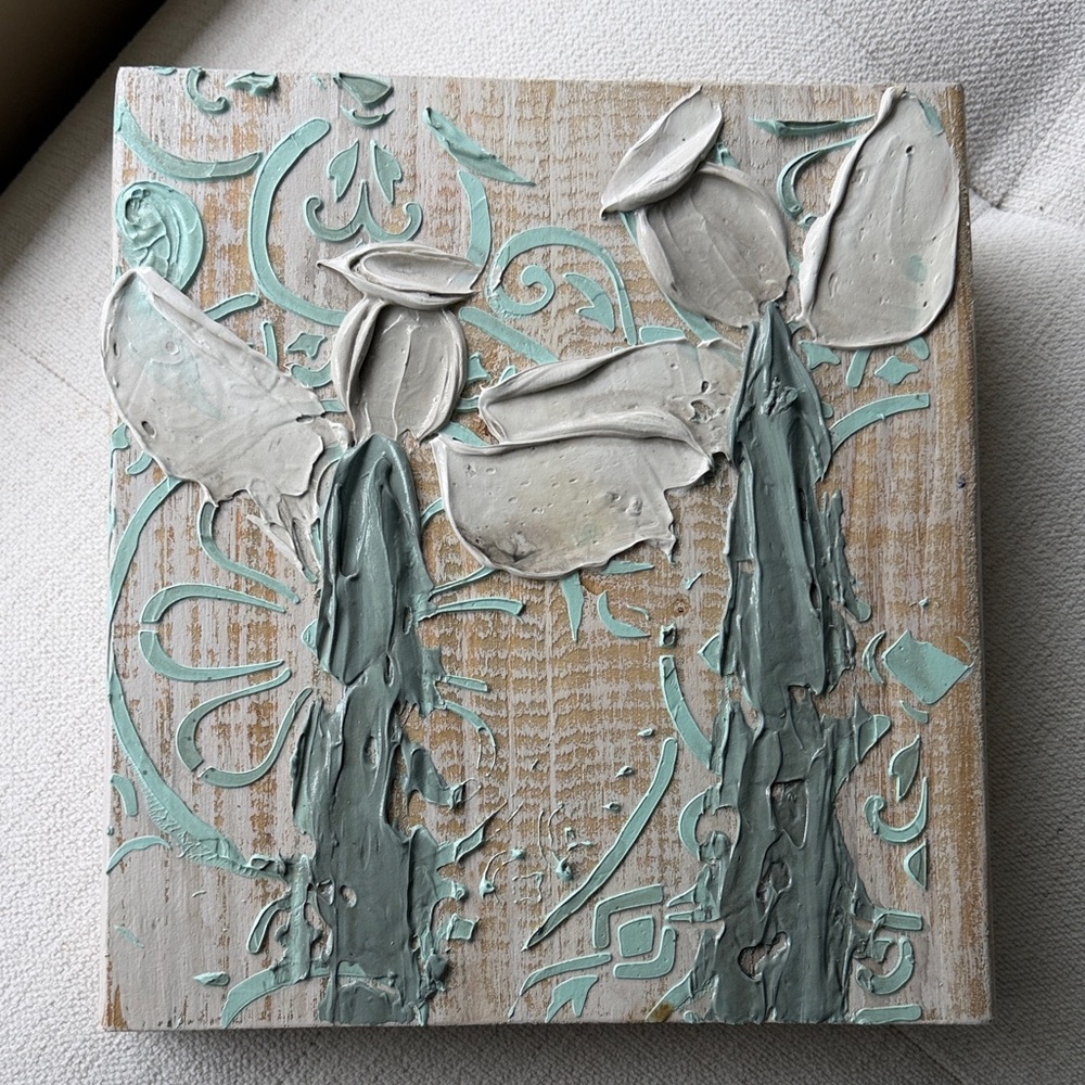 Angel painting on wood block.
